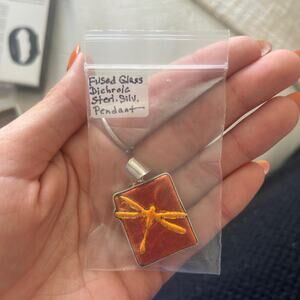 Small fused glass dichroic dragonfly pendant